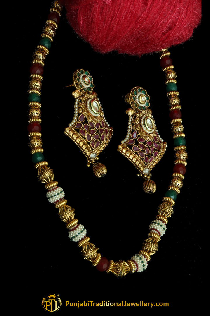 Gold Plated Jodha Mala Necklace Set By Punjabi Traditional Jewellery