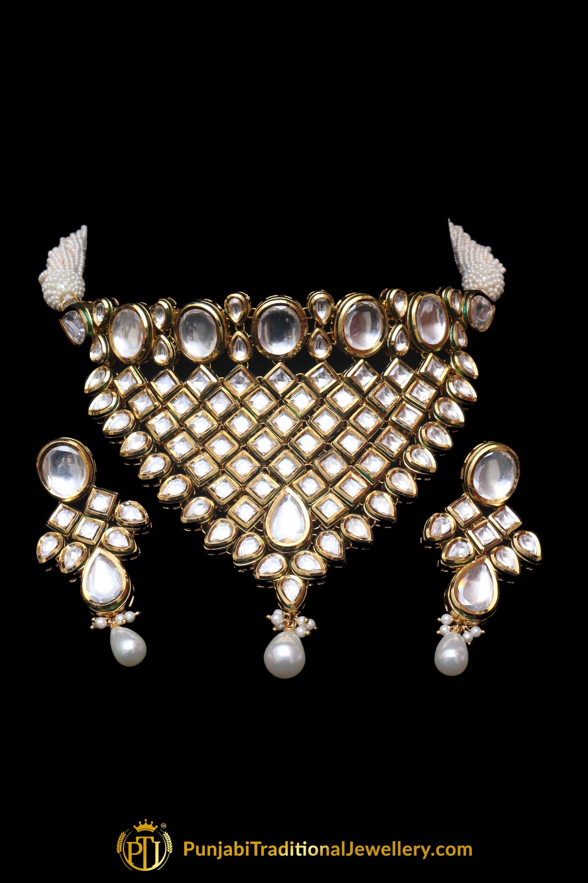 Kundan Choker Necklace Set By Punjabi Traditional Jewellery