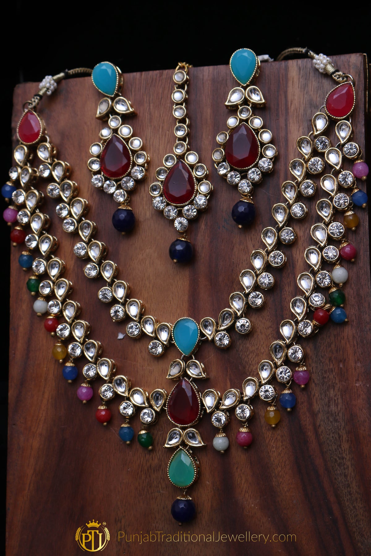 Multi Kundan Necklace Set By Punjabi Traditional Jewellery