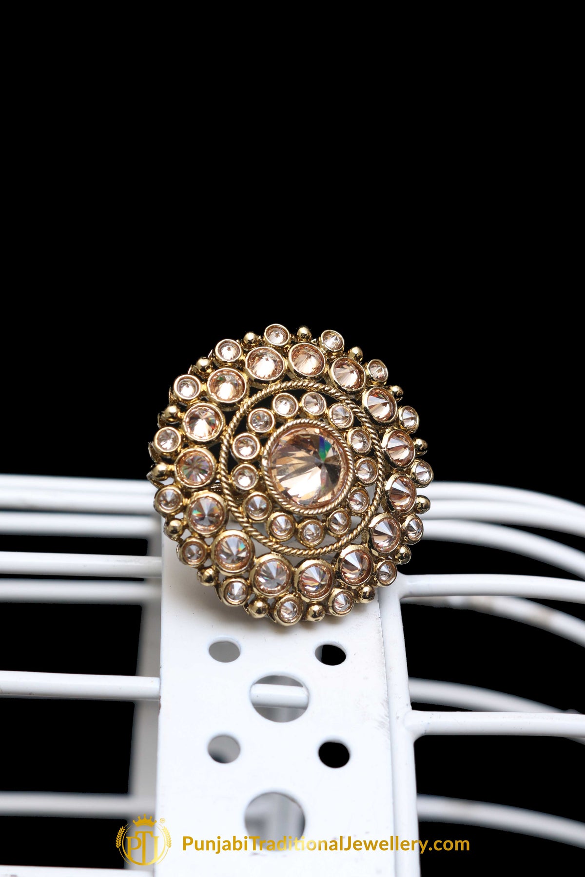 Polki Champagne Ring By Punjabi Traditional Jewellery