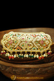 Gold Finished Navratan Pearl Jadau Clip Hair Accessories By Punjabi Traditional Jewellery