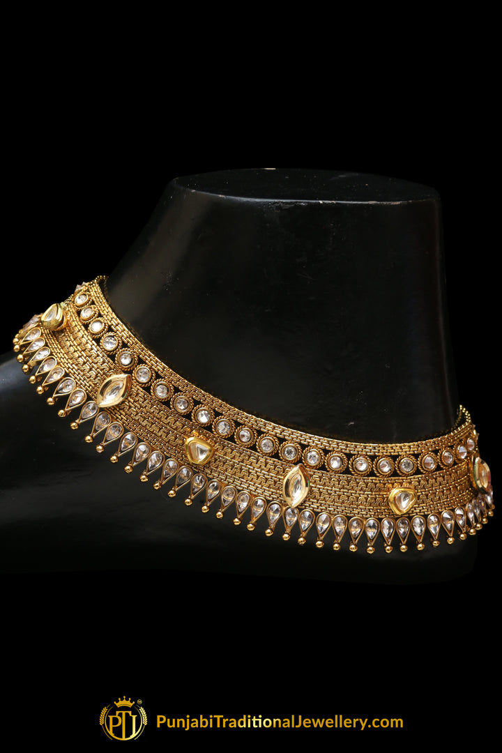 Gold Plated Polki Payal By Punjabi Traditional Jewellery