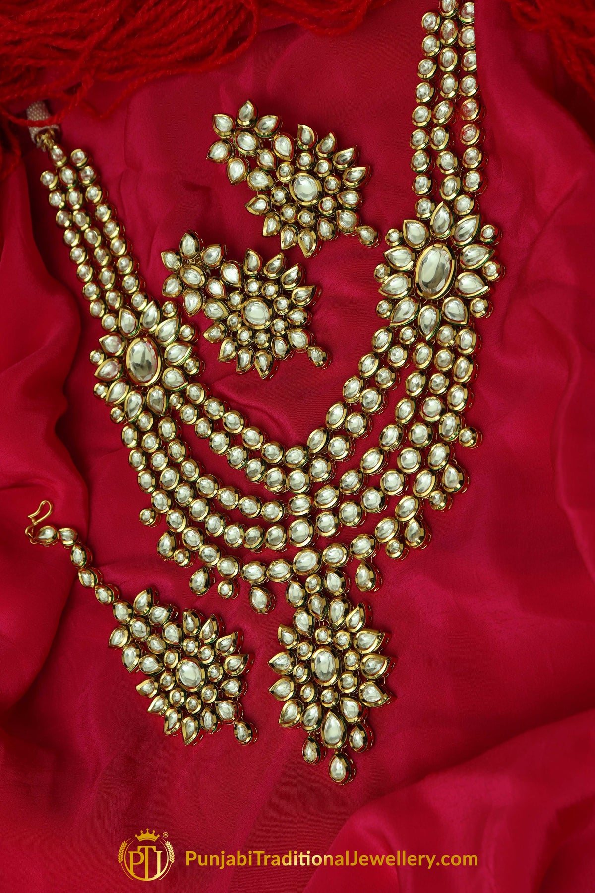 Golden Kundan Necklace Set By Punjabi Taditional Jewellery