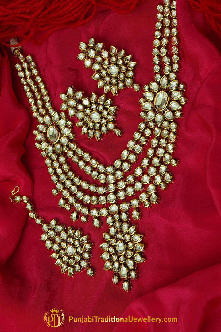 Golden Kundan Necklace Set By Punjabi Taditional Jewellery
