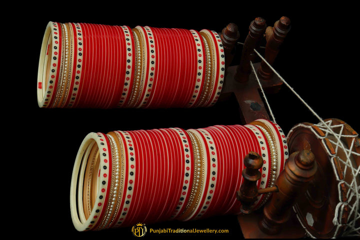 Red Wedding Bridal Chura By Punjabi Traditional Jewellery