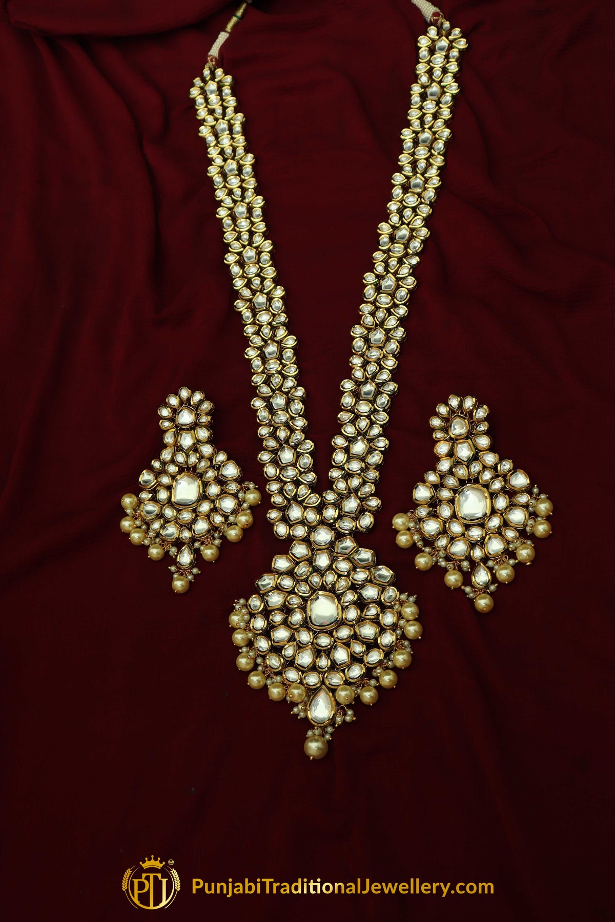 Golden Kundan Necklace Set By Punjabi Taditional Jewellery