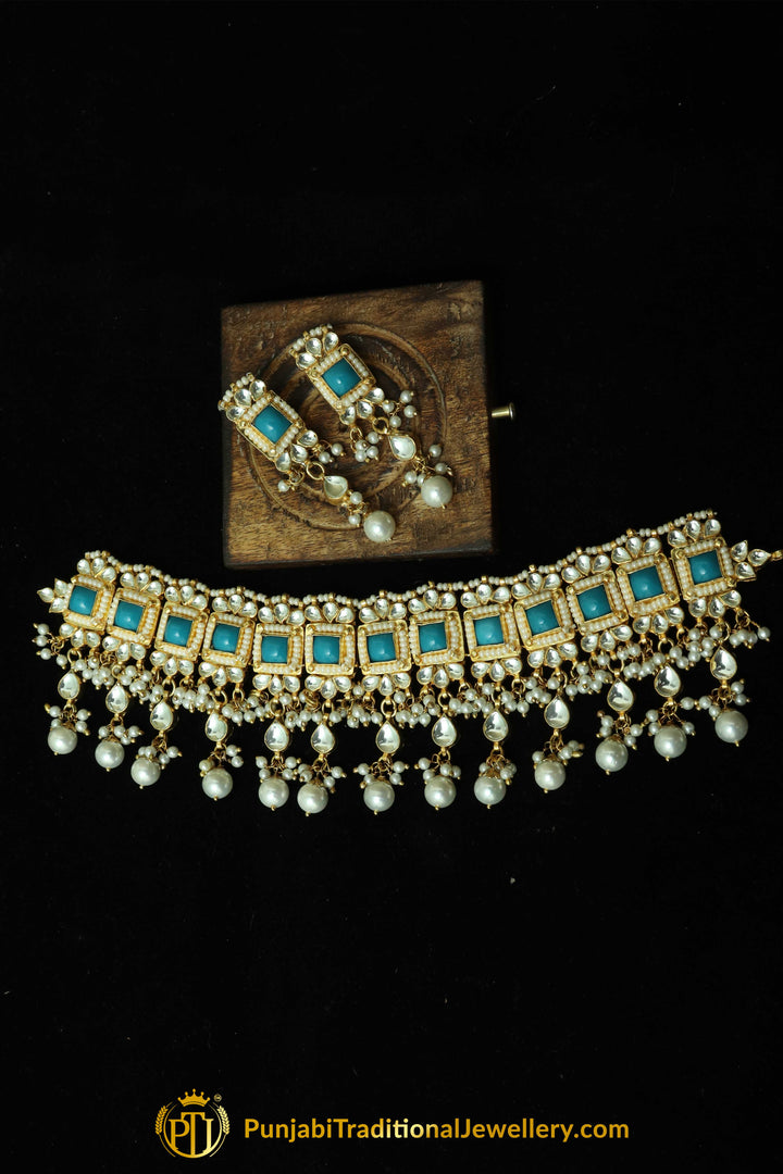 Daanya Firozi Kundan Pearl Necklace Set | Punjabi Traditional Jewellery Exclusive