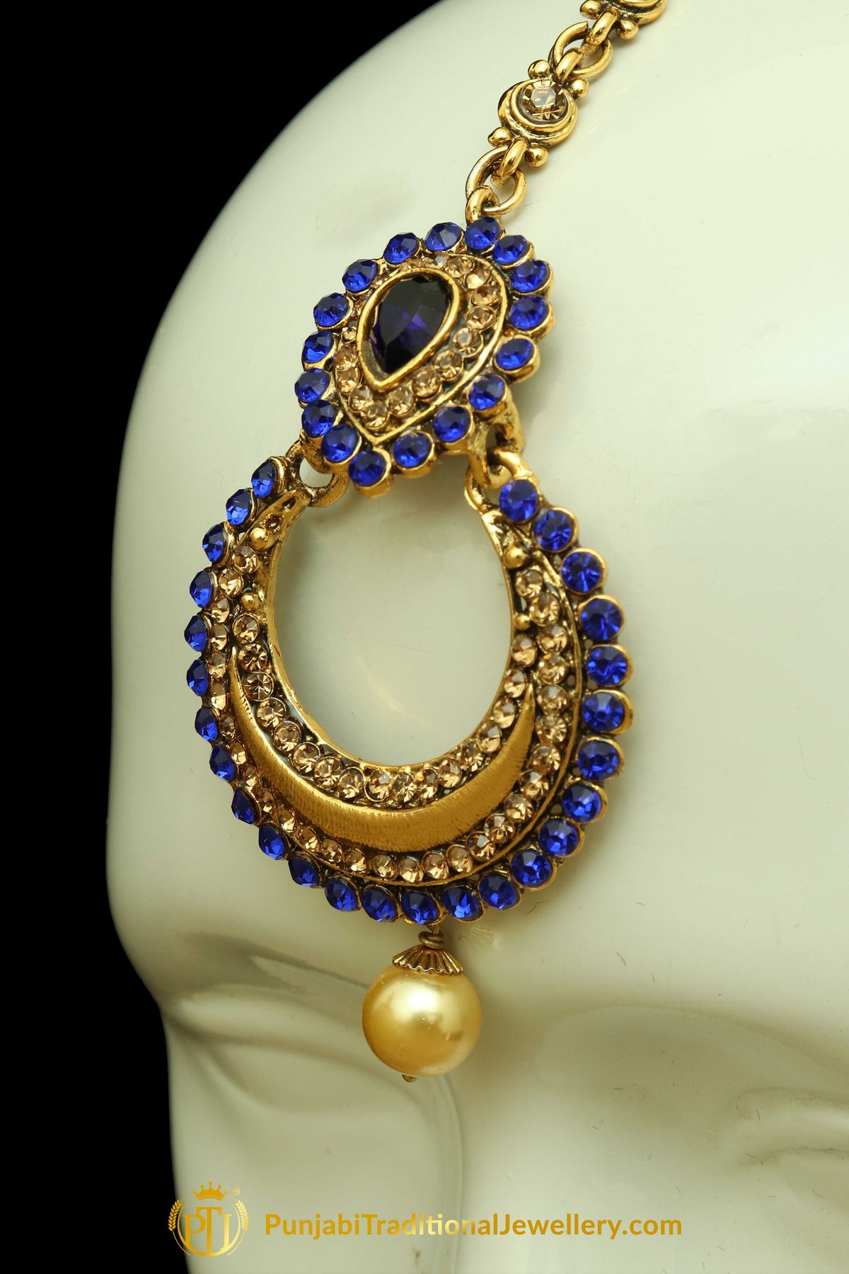 Blue Earring Tikka Set By Punjabi Traditional Jewellery