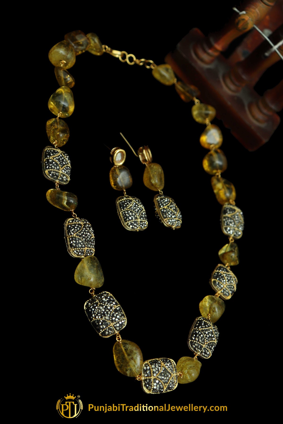 Yellow Mala Necklace Set By Punjabi Traditional Jewellery