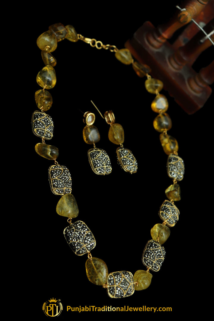 Yellow Mala Necklace Set By Punjabi Traditional Jewellery