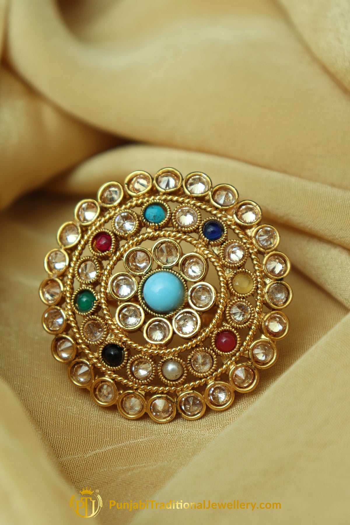 Polki With Multi Color Ring By Punjabi Traditional Jewellery