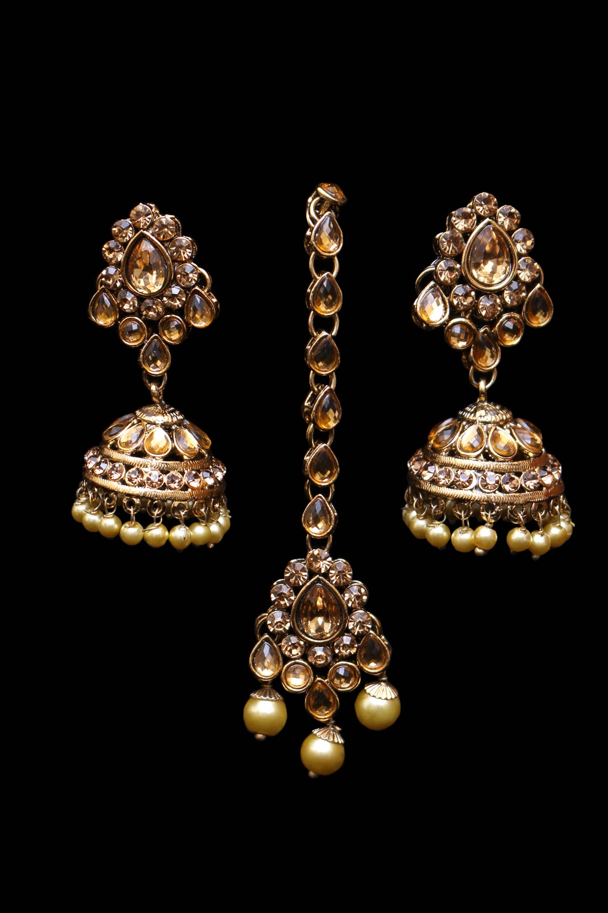 Golden Kundan Pearl Choker Necklace Set By Punjabi Traditional Jewellery