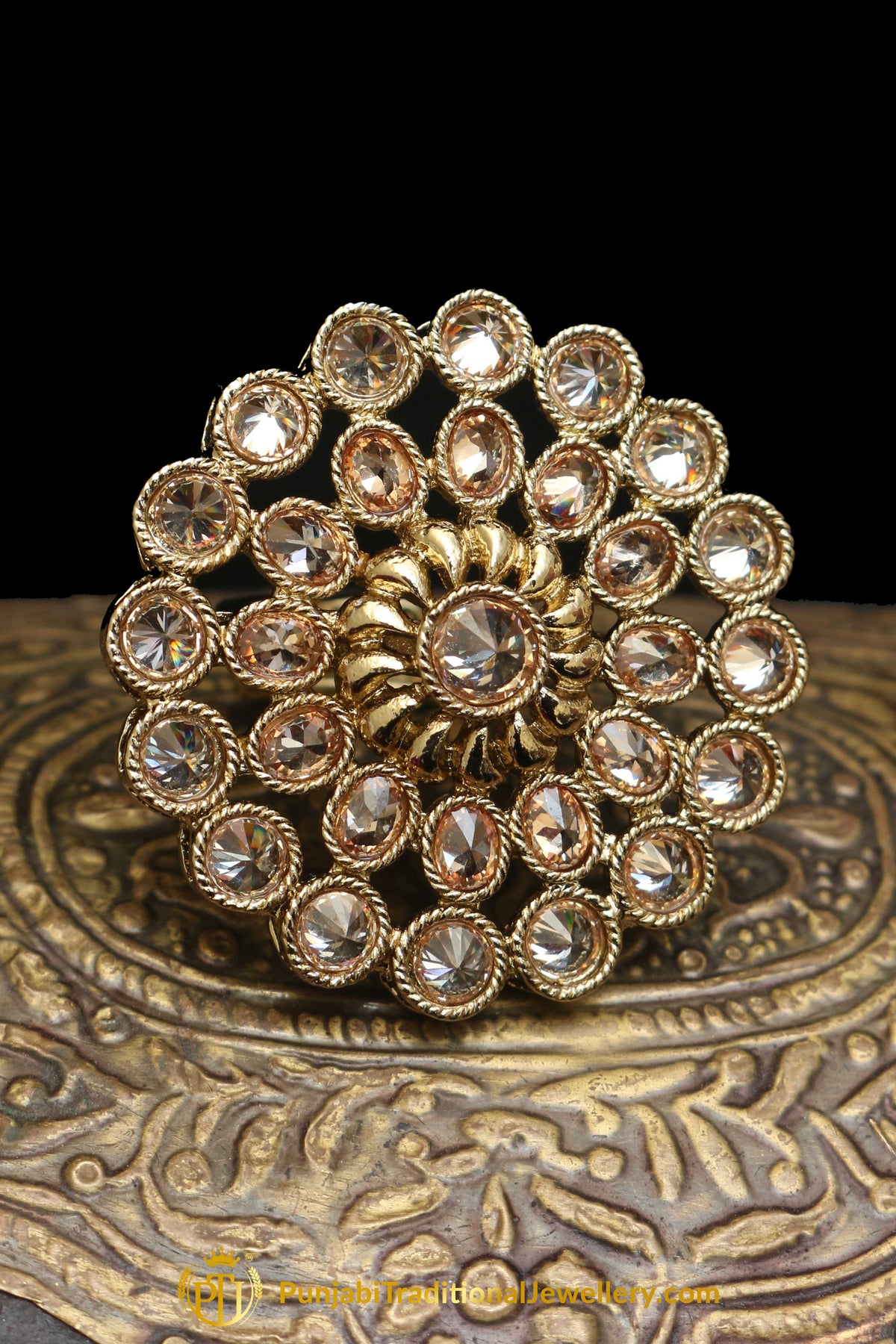 Gold Plated Champagne Ring By Punjabi Traditional Jewellery
