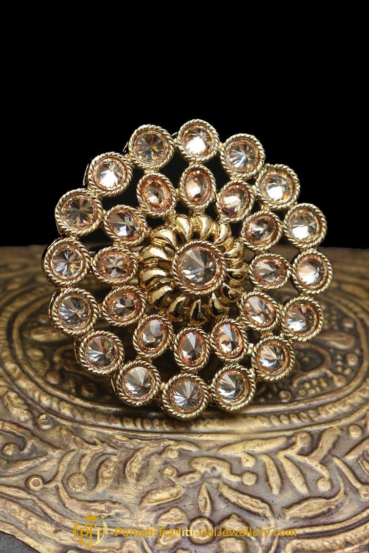 Gold Plated Champagne Ring By Punjabi Traditional Jewellery
