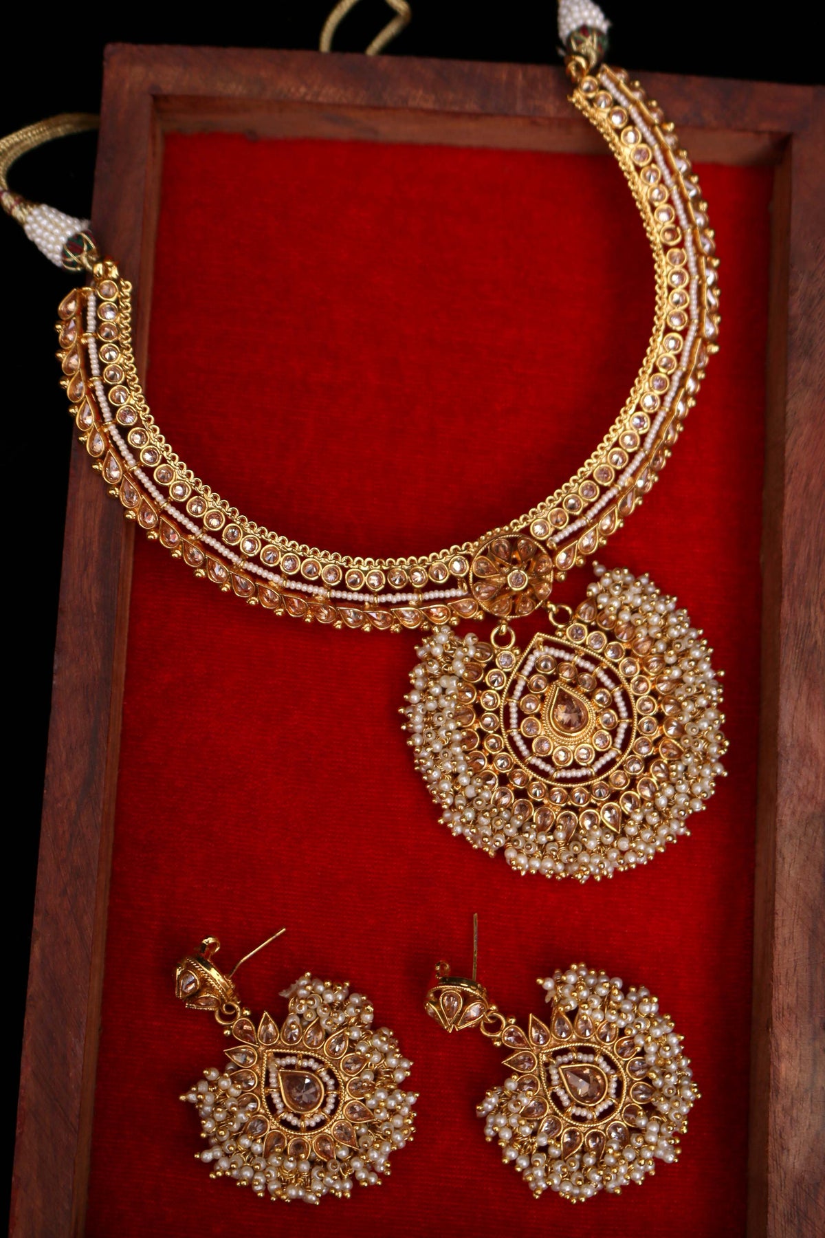 Maiman Pearl Polki Necklace Set By Punjabi Traditional Jewellery