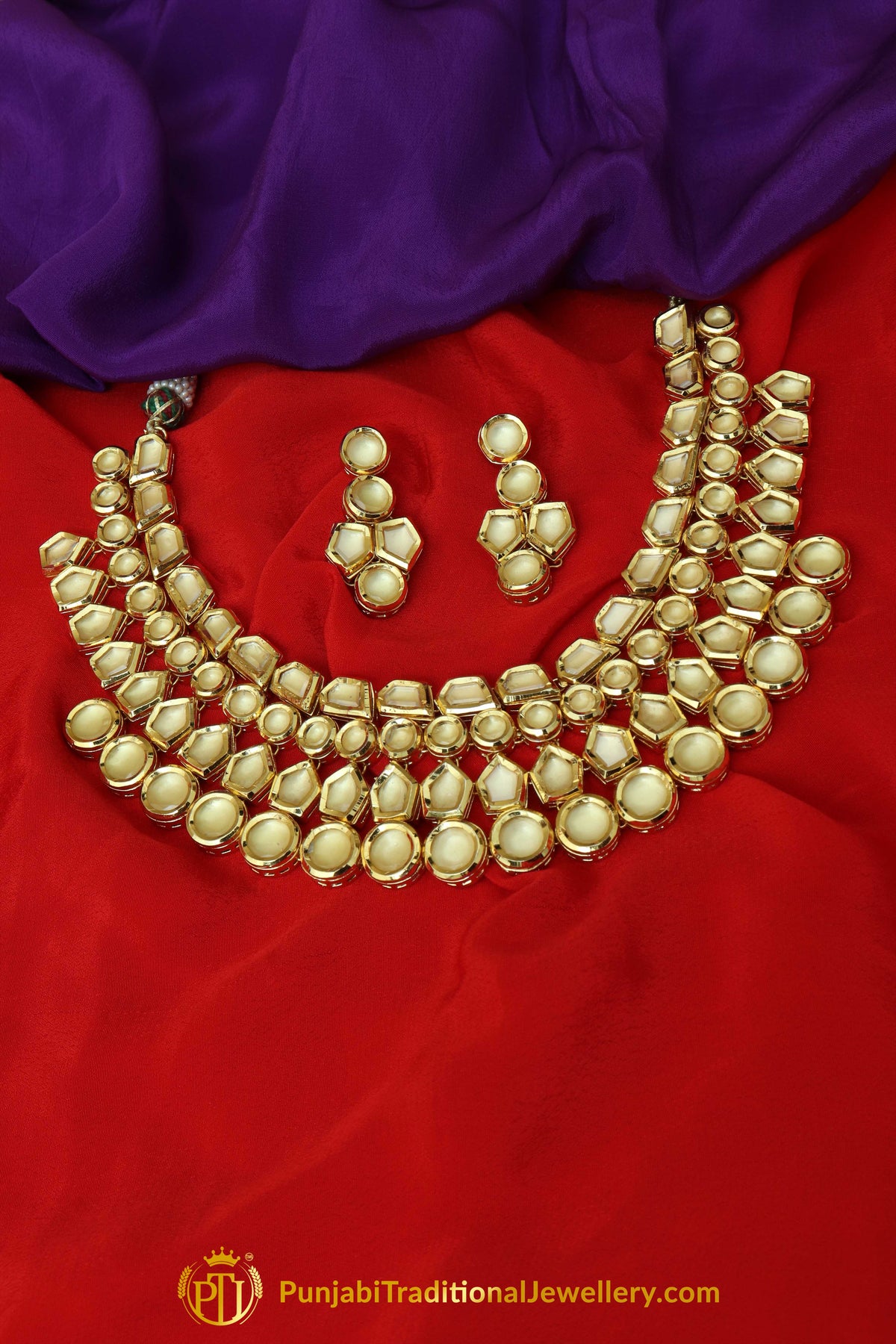Gold Kundan Necklace Set By Punjabi Traditional Jewellery