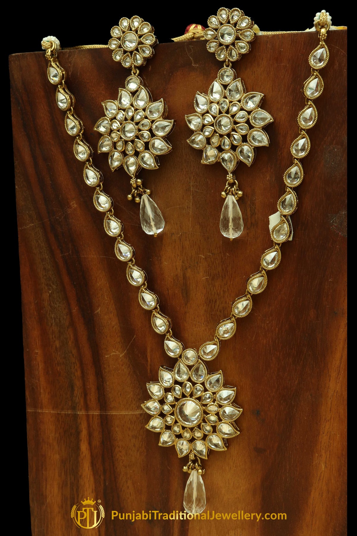 Silver Polki Necklace Set By Punjabi Traditional Jewellery