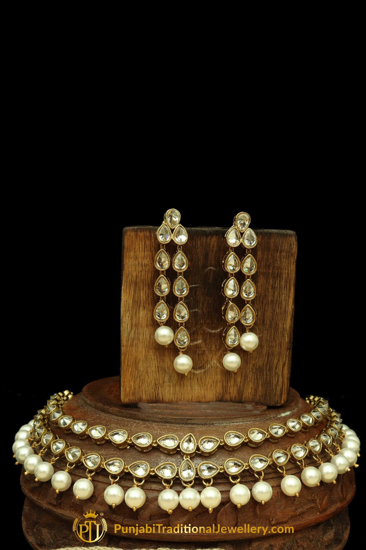 Polki Pearl Necklace Set By Punjabi Traditional Jewellery