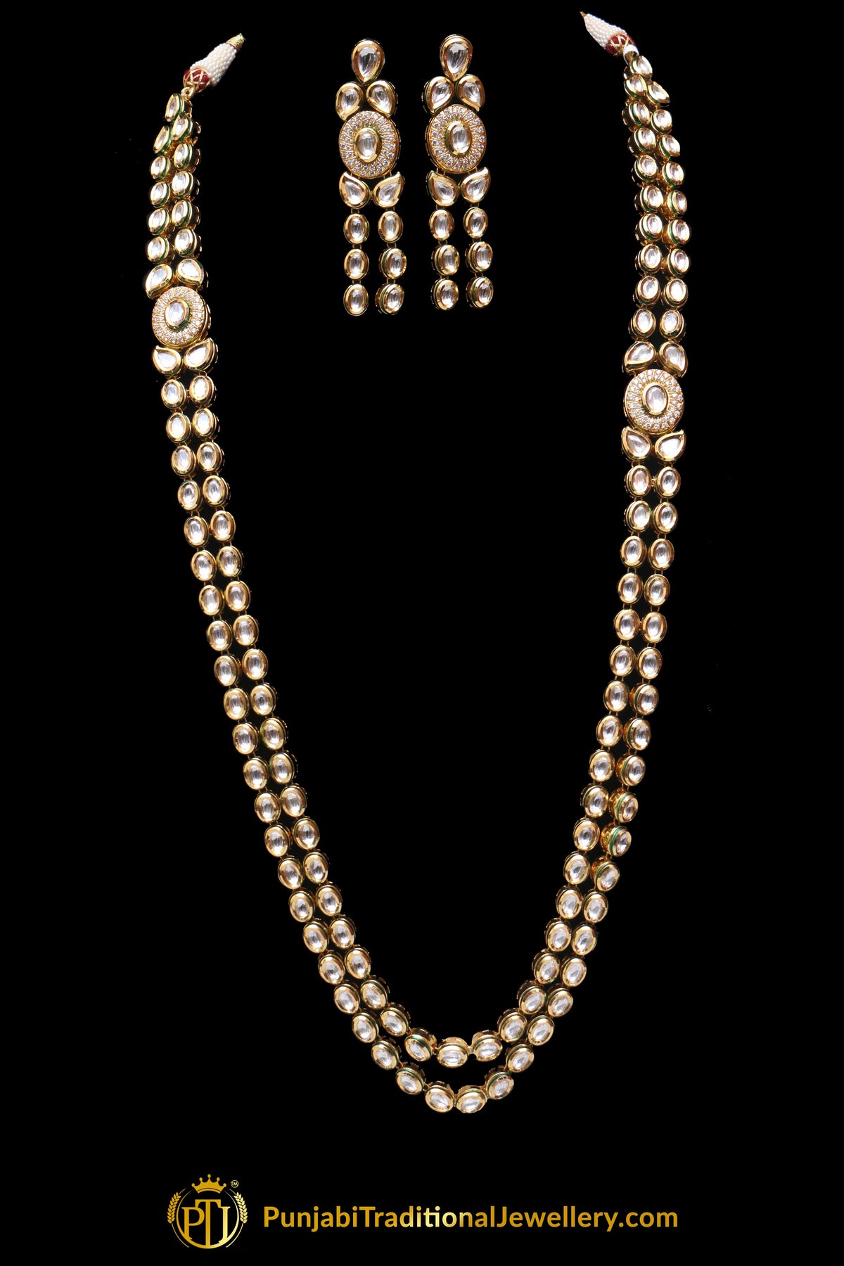 Double Stringed Kundan Long Necklace Set By Punjabi Traditional Jewellery