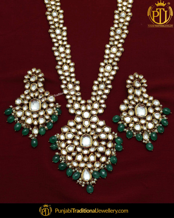 Green Kundan Necklace Set By Punjabi Taditional Jewellery