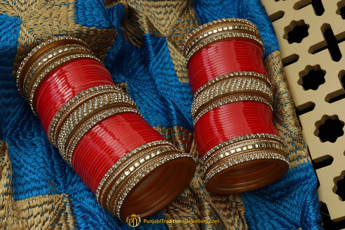 Red Wedding Bridal Chura By Punjabi Traditional Jewellery