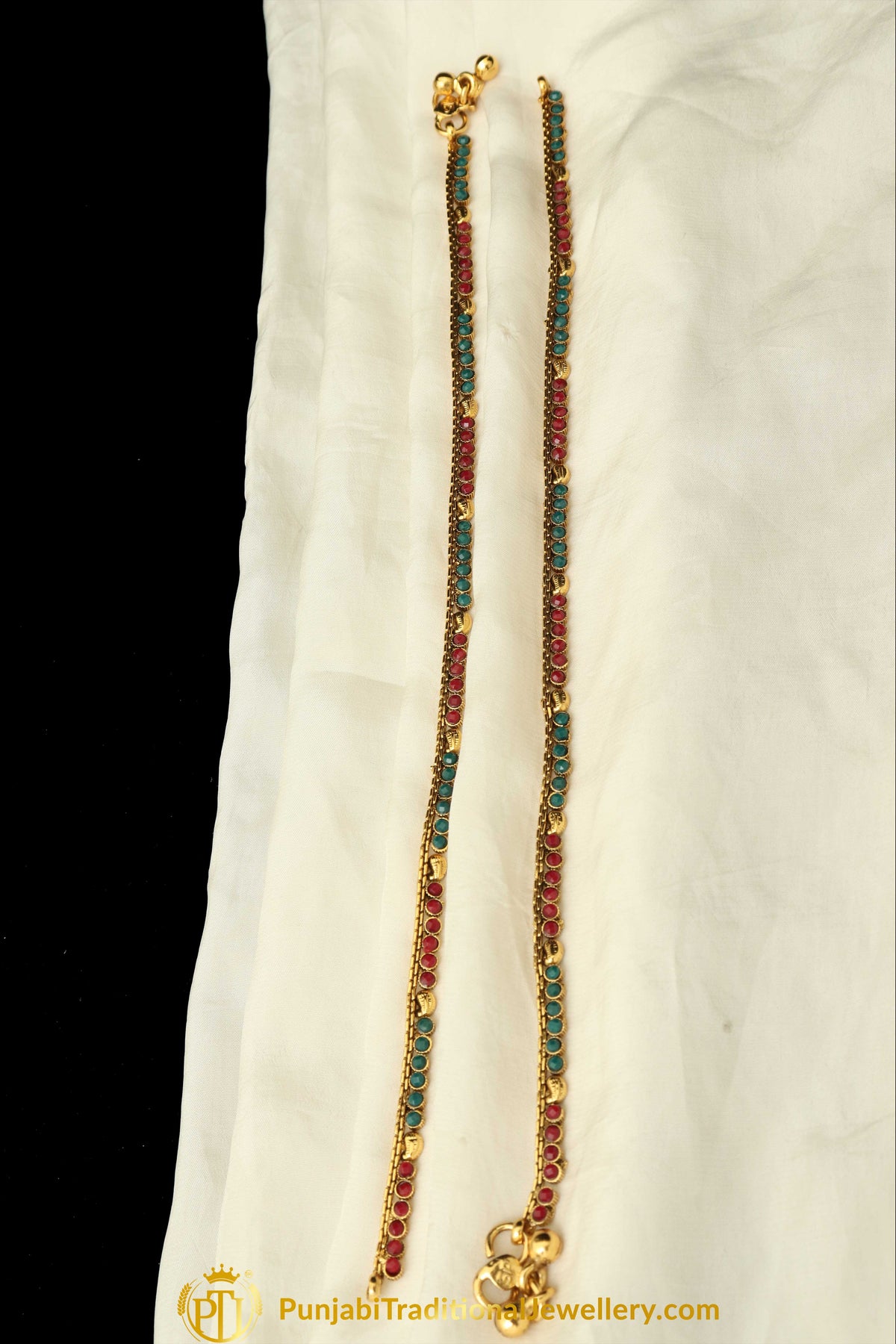 Rubby Panna Polki Payal By Punjabi Traditional Jewellery