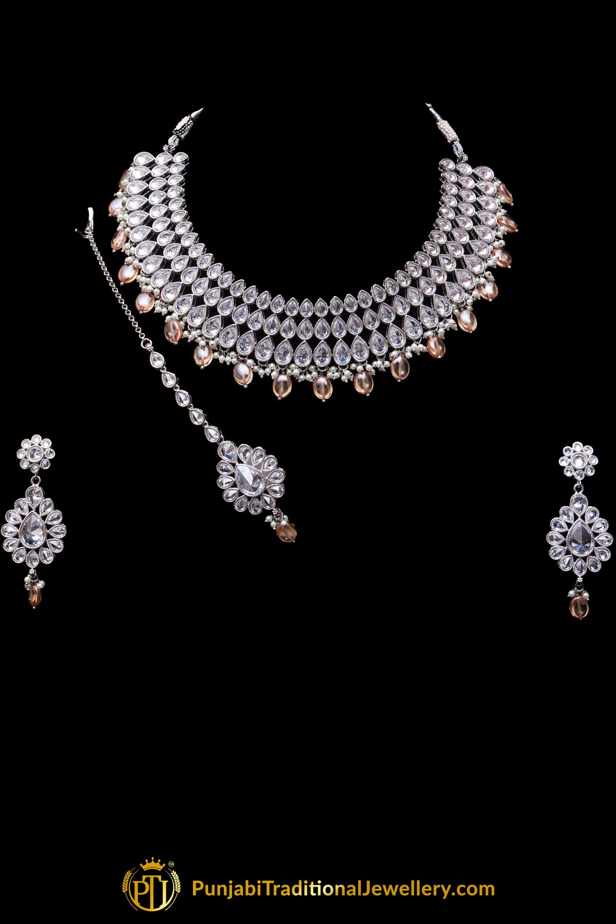 Copper Polki Necklace Set By Punjabi Traditional Jewellery