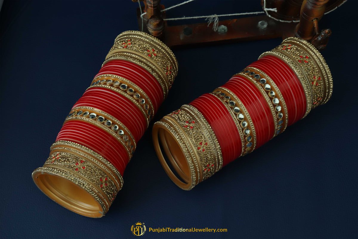 Red Wedding Bridal Chura By Punjabi Traditional Jewellery