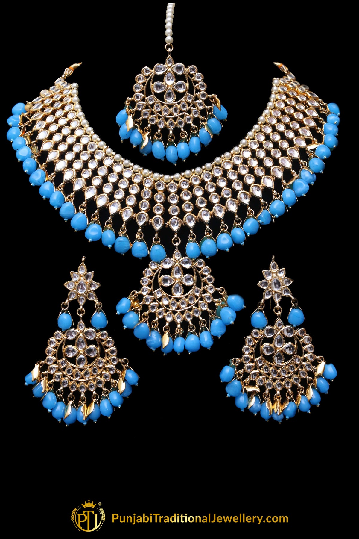 Anokhi Firozi Kundan Necklace Set Punjabi Traditional Jewellery