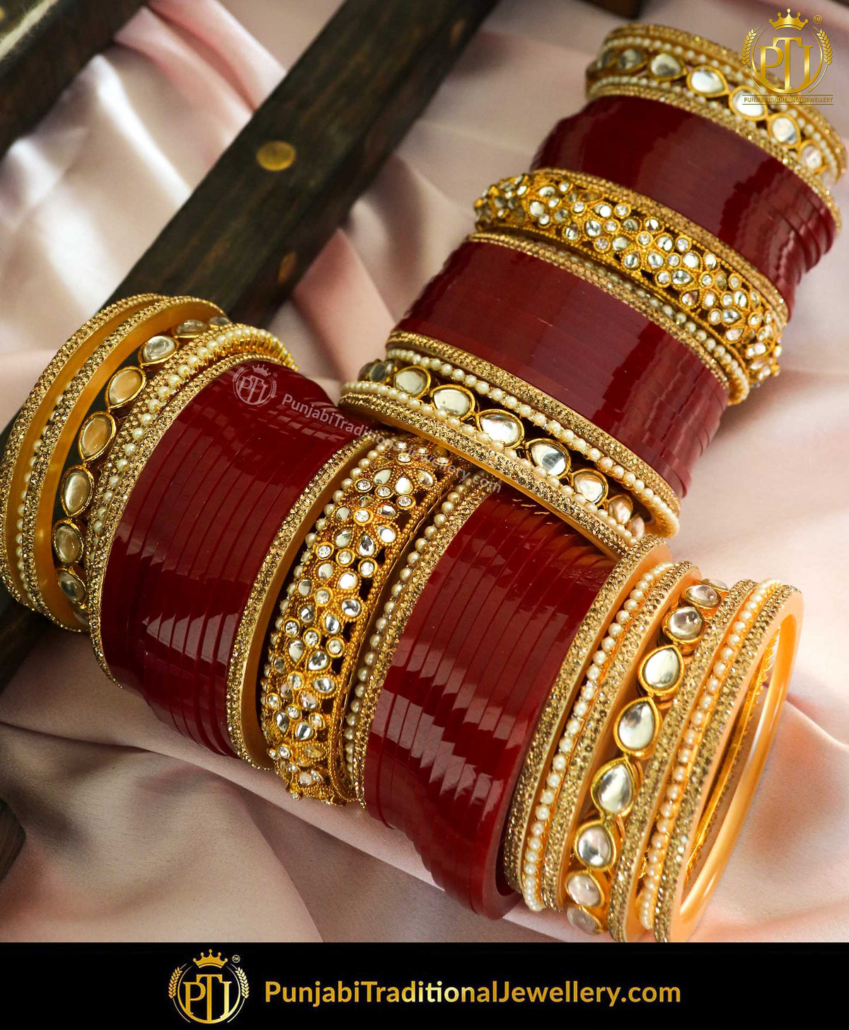 Red Kundan Pearl Kundan Bridal Chura | Punjabi Traditional Jewellery Exclusive