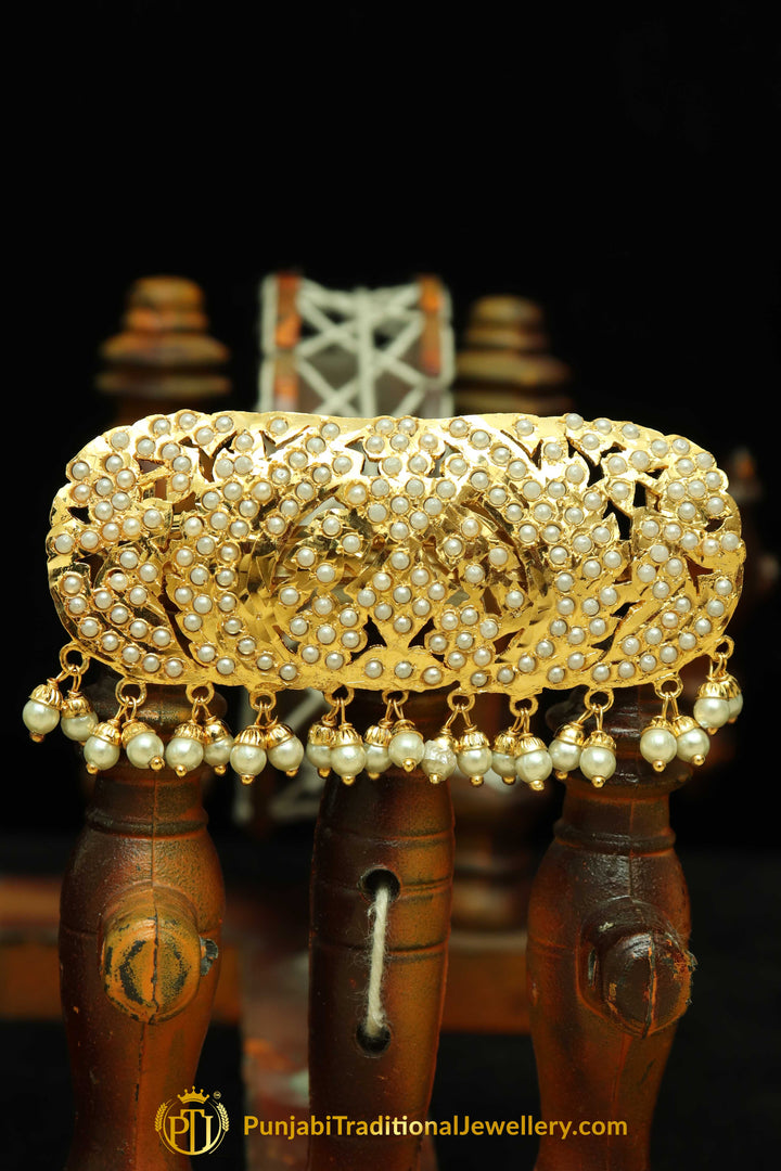 Gold Finished Pearl Jadau Clip Hair Accessories By Punjabi Traditional Jewellery
