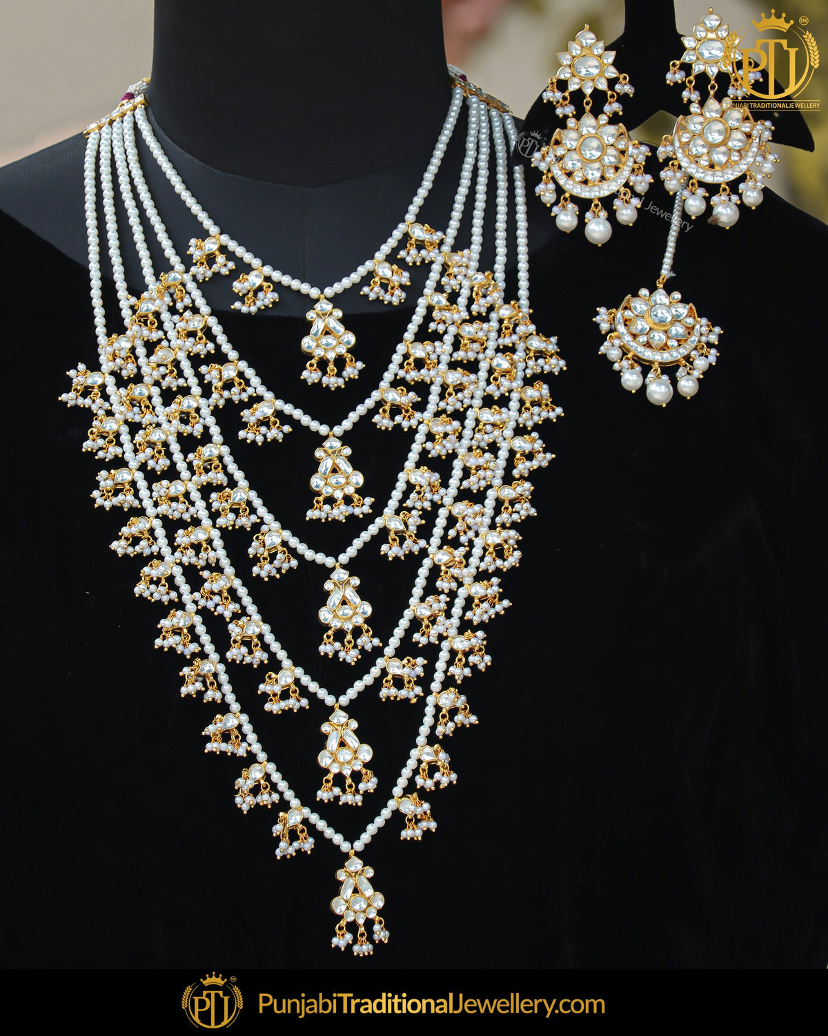 Gold Finished Kundan long Necklace Set | Punjabi Traditional Jewellery Exclusive