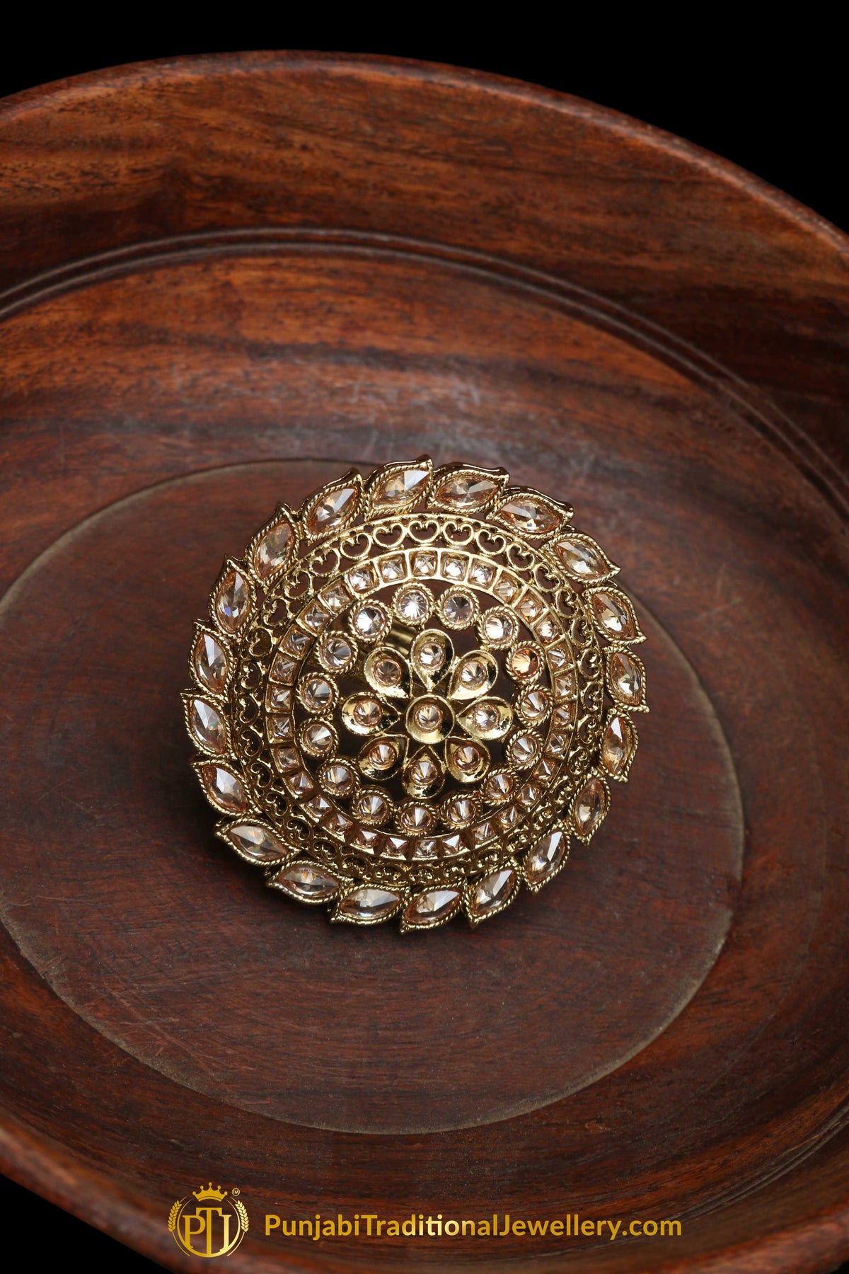 Gold Plated Champagne Ring By Punjabi Traditional Jewellery