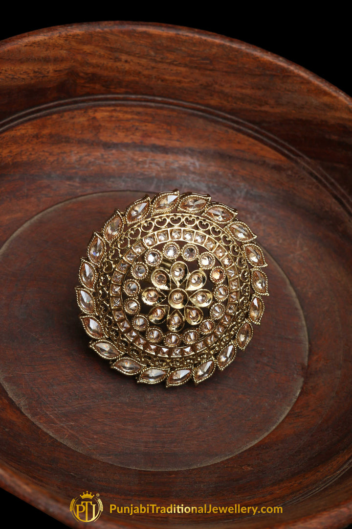 Gold Plated Champagne Ring By Punjabi Traditional Jewellery