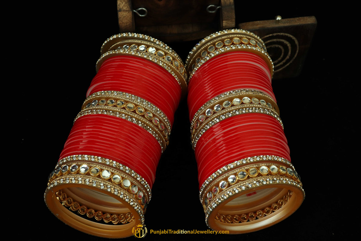 Red Wedding Bridal Chura By Punjabi Traditional Jewellery