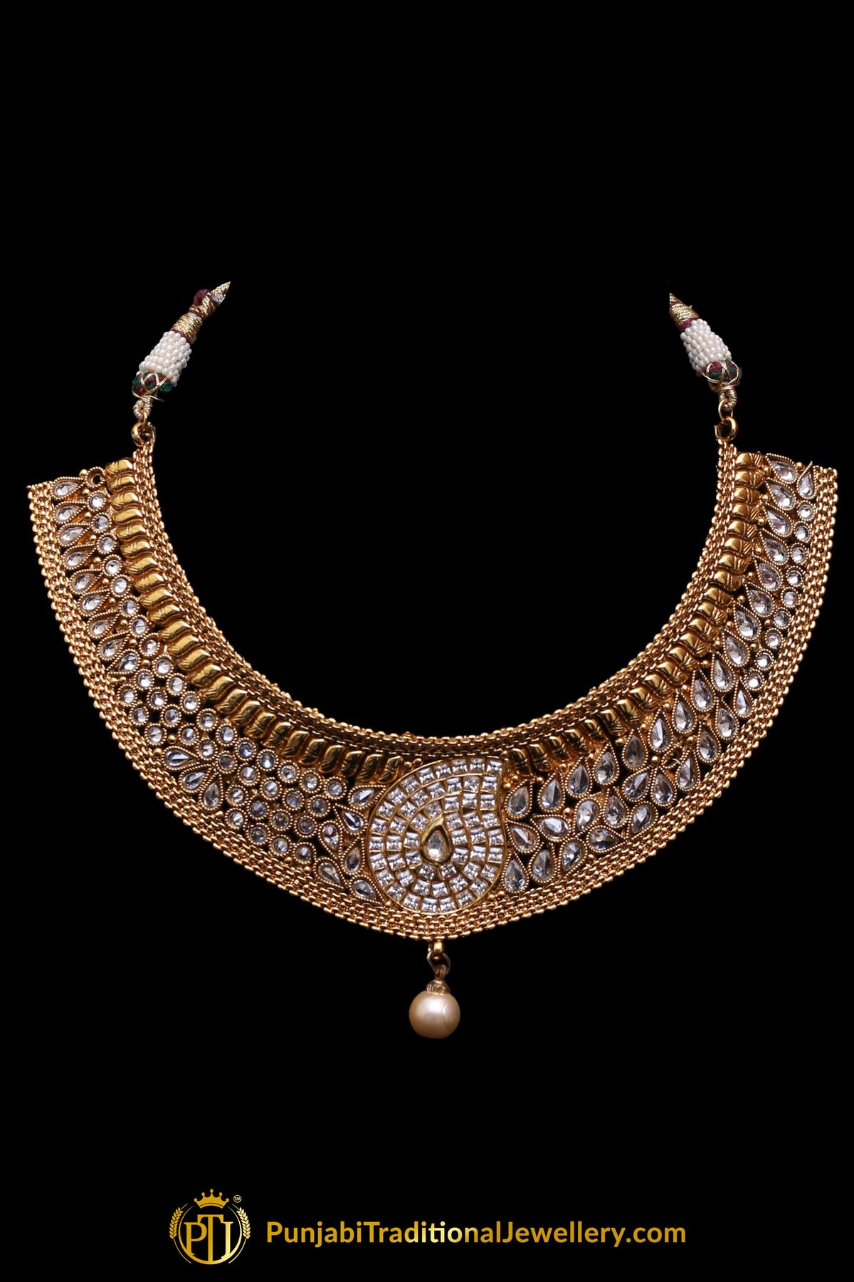 Polki Choker Necklace Set By Punjabi Traditional Jewellery