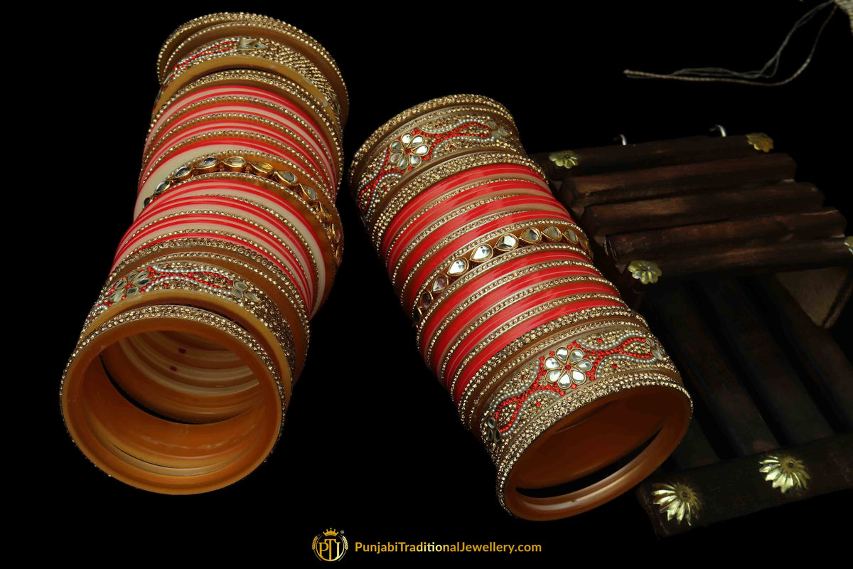 Peach Color Wedding Bridal Chura By Punjabi Traditional Jewellery