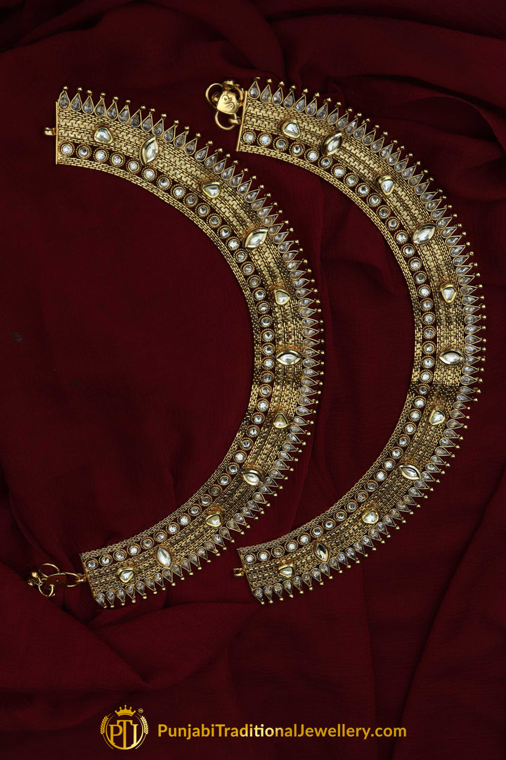 Antique Gold Payal By Punjabi Traditional Jewellery