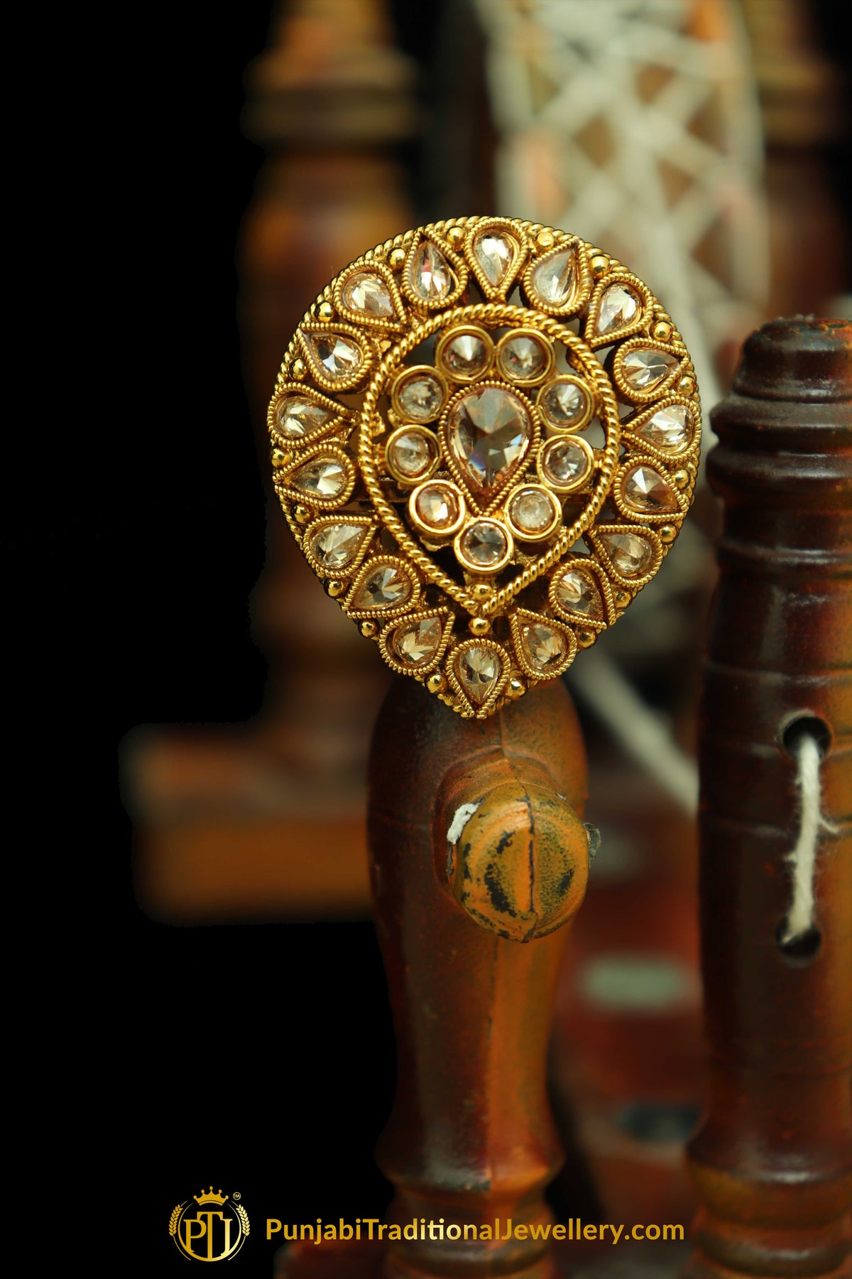 Champagne Stone Ring By Punjabi Traditional Jewellery