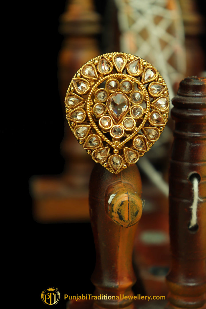 Champagne Stone Ring By Punjabi Traditional Jewellery