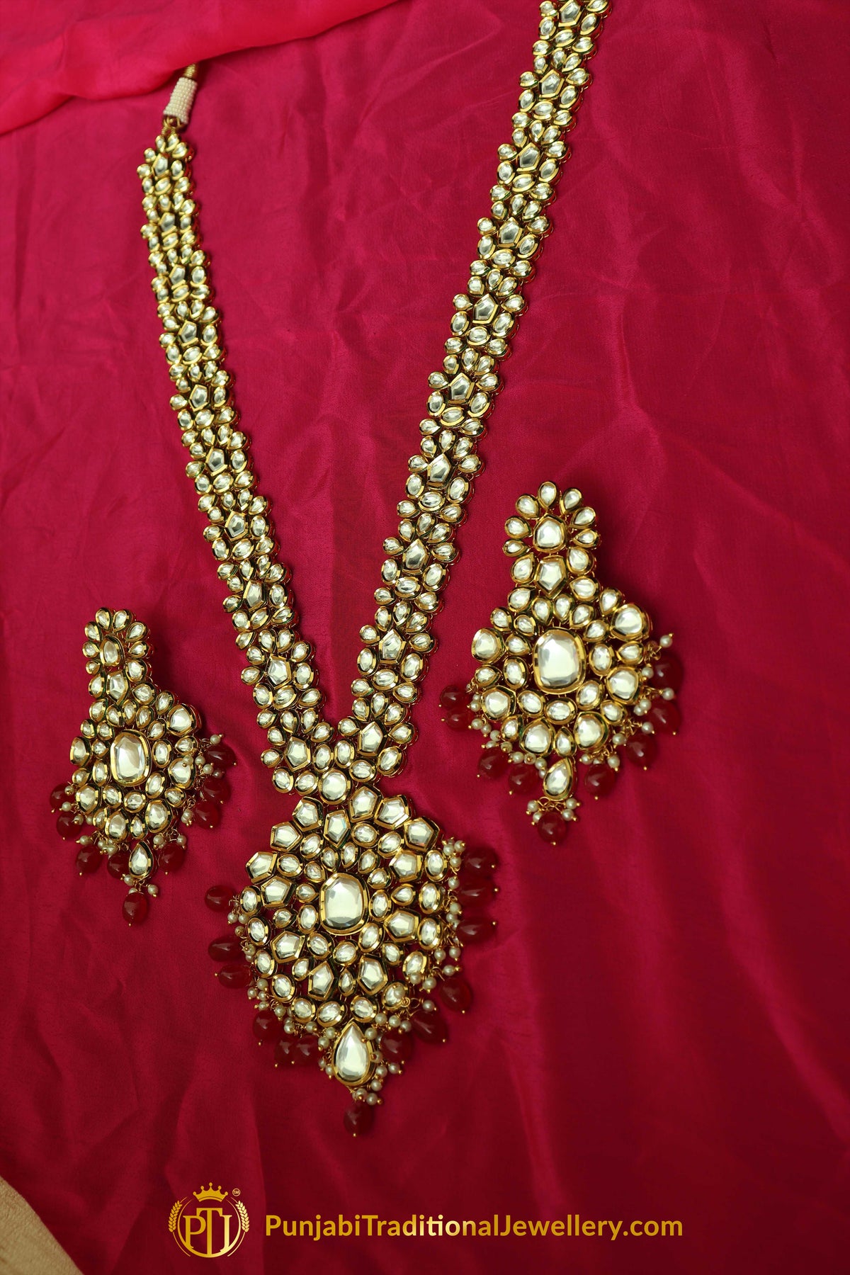 Red Kundan Only Long Necklace By Punjabi Taditional Jewellery