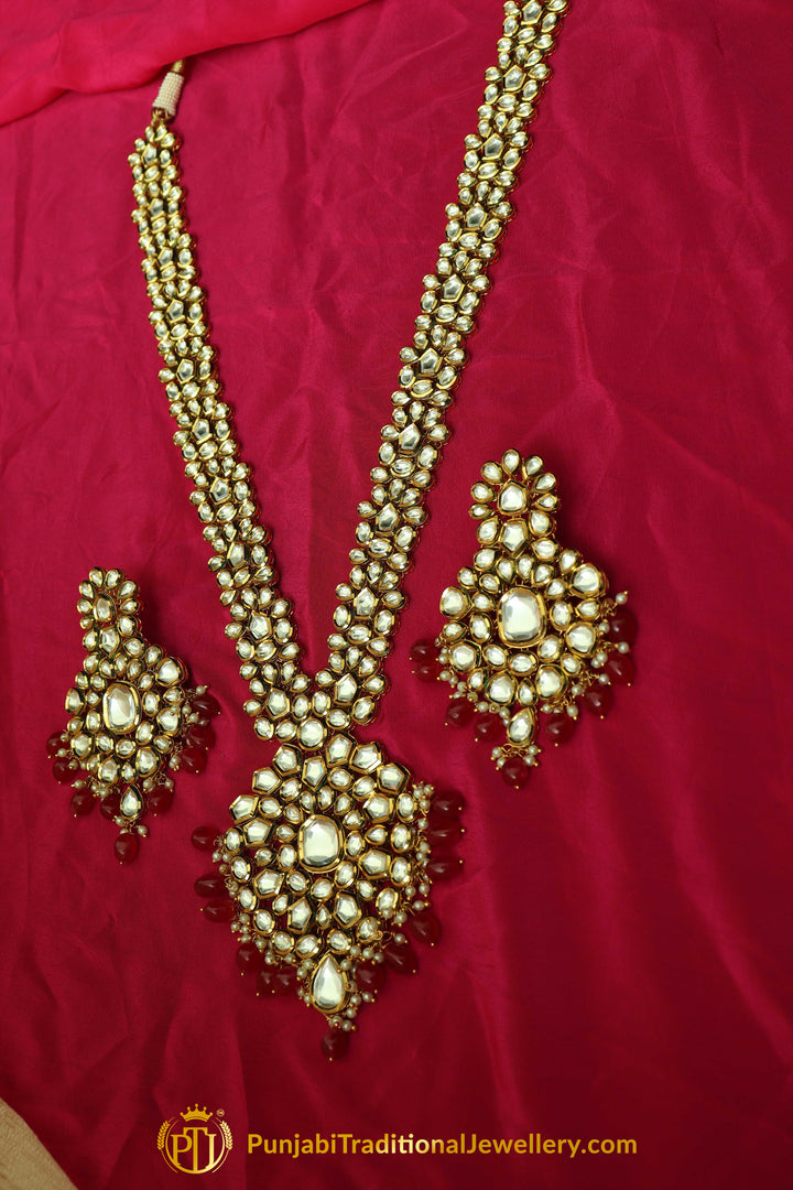 Red Kundan Only Long Necklace By Punjabi Taditional Jewellery