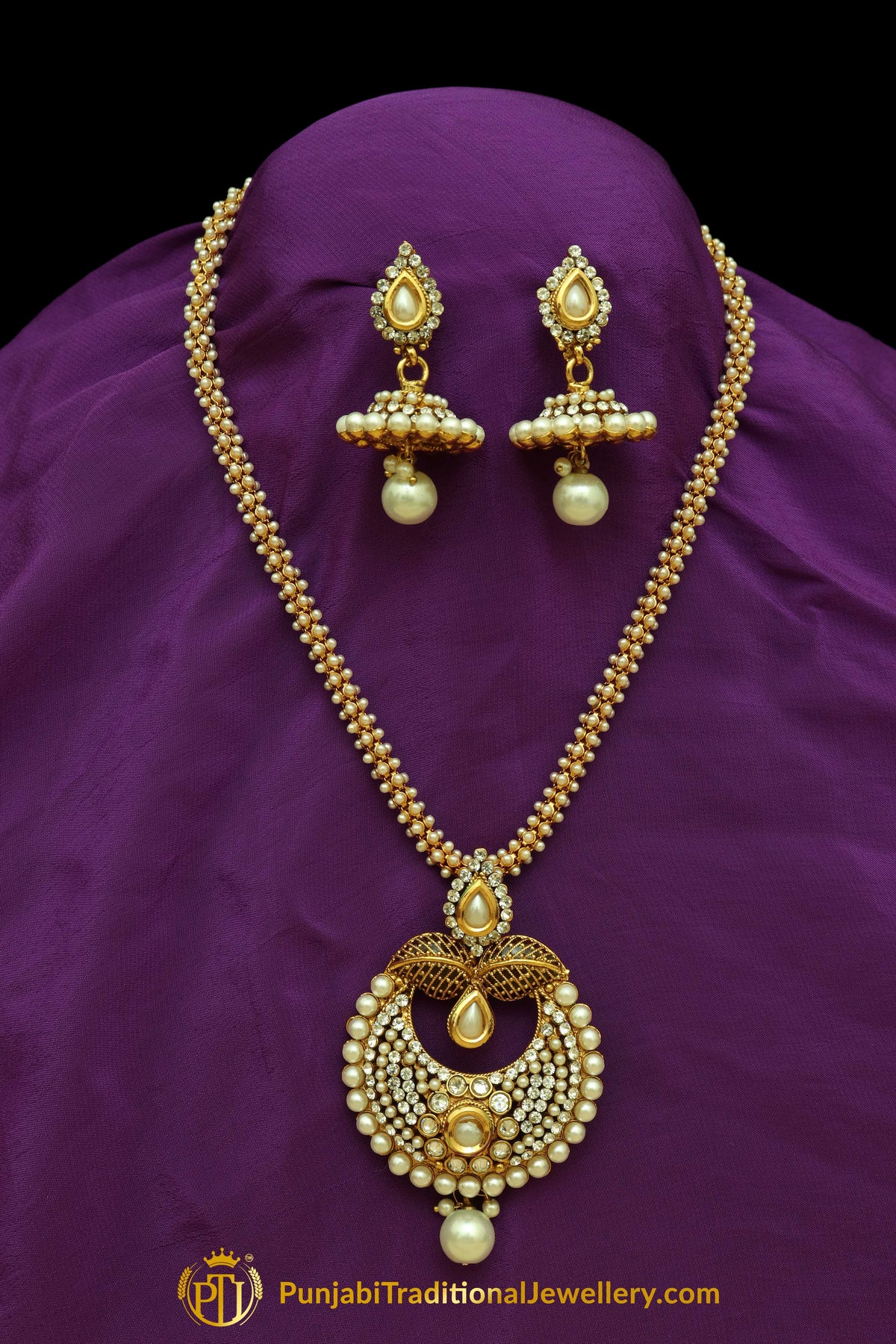 Kundan Pearl Jodha Necklace Set By Punjabi Traditional Jewellery
