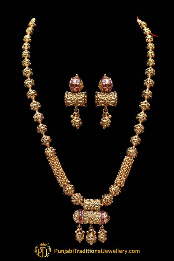 Red Jodha Necklace Set By Punjabi Traditional Jewellery