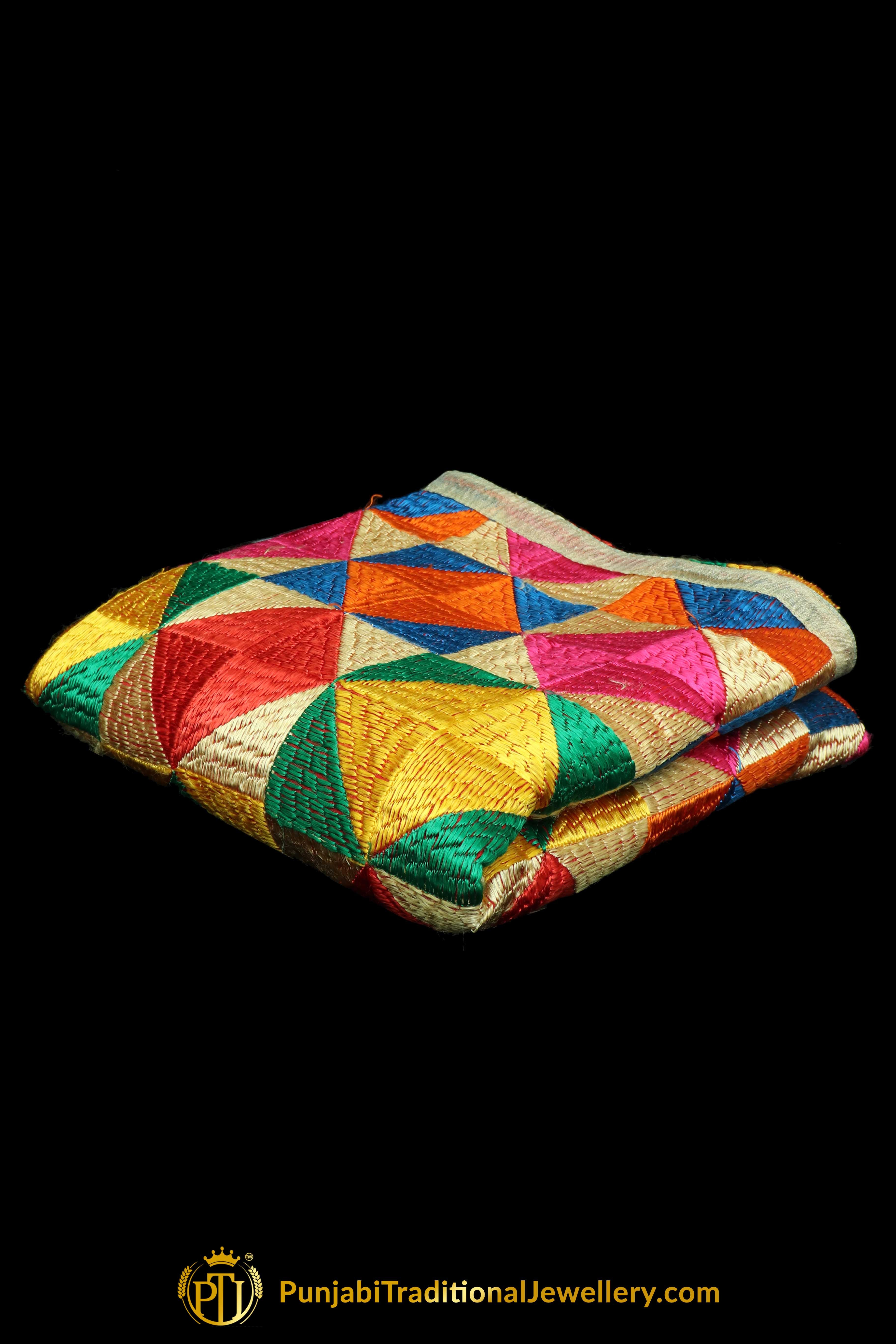 Multi Color Pure Phulkari Dupatta By Punjabi Traditional Jewellery