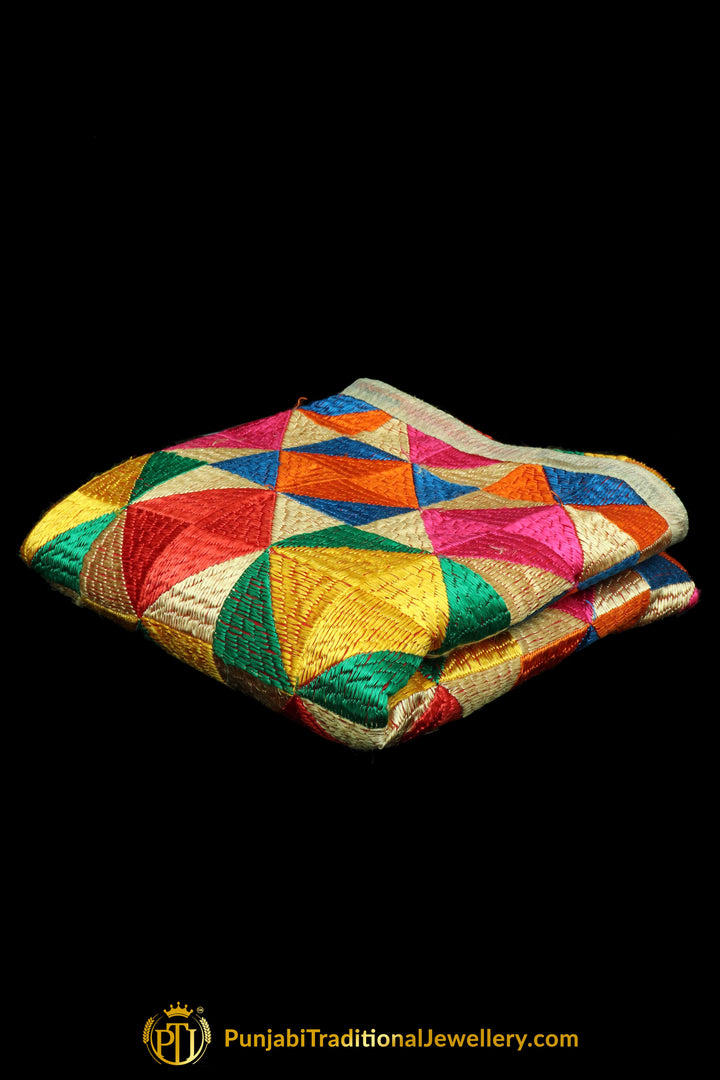Multi Color Pure Phulkari Dupatta By Punjabi Traditional Jewellery