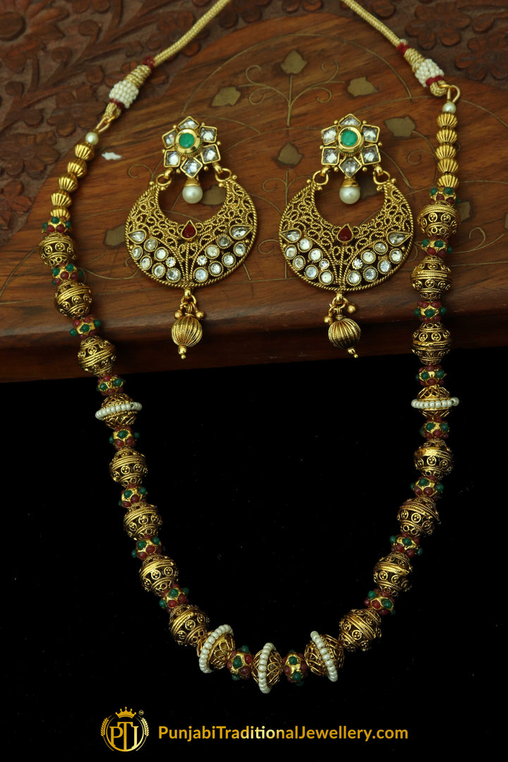Gold Plated Jodha Mala Necklace Set By Punjabi Traditional Jewellery