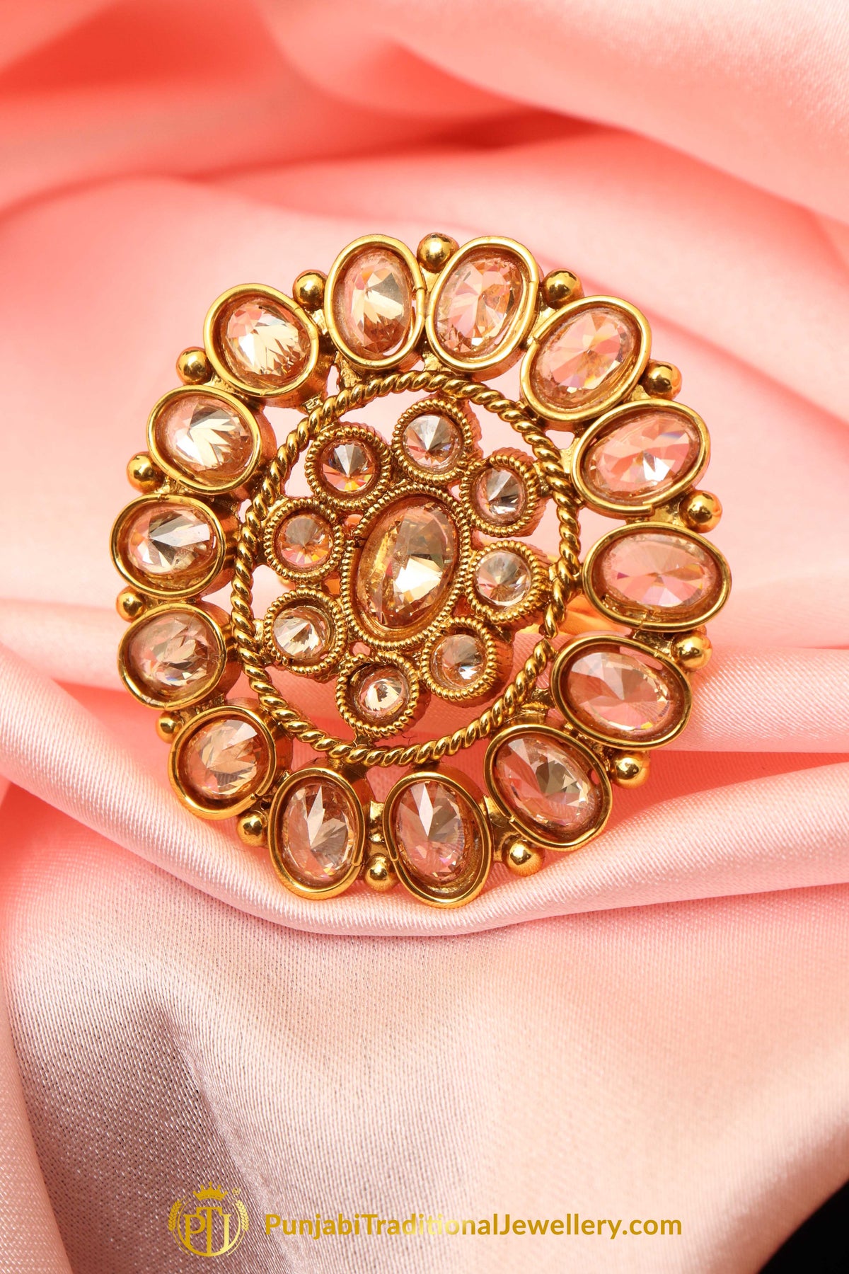 Champagne Stone Ring By Punjabi Traditional Jewellery