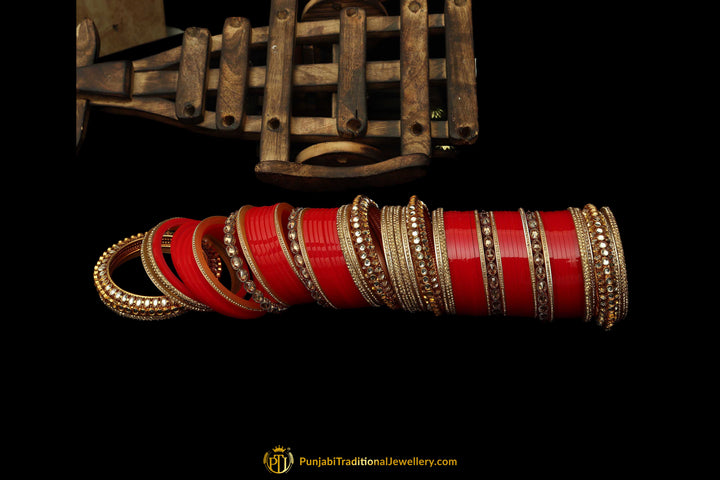 Red Color Wedding Bridal Chura By Punjabi Traditional Jewellery
