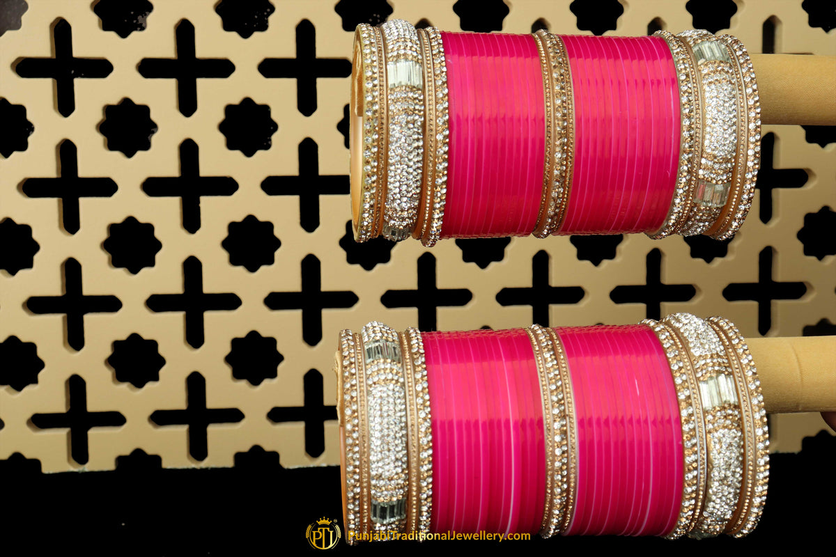 Pink Wedding Bridal Chura By Punjabi Traditional Jewellery